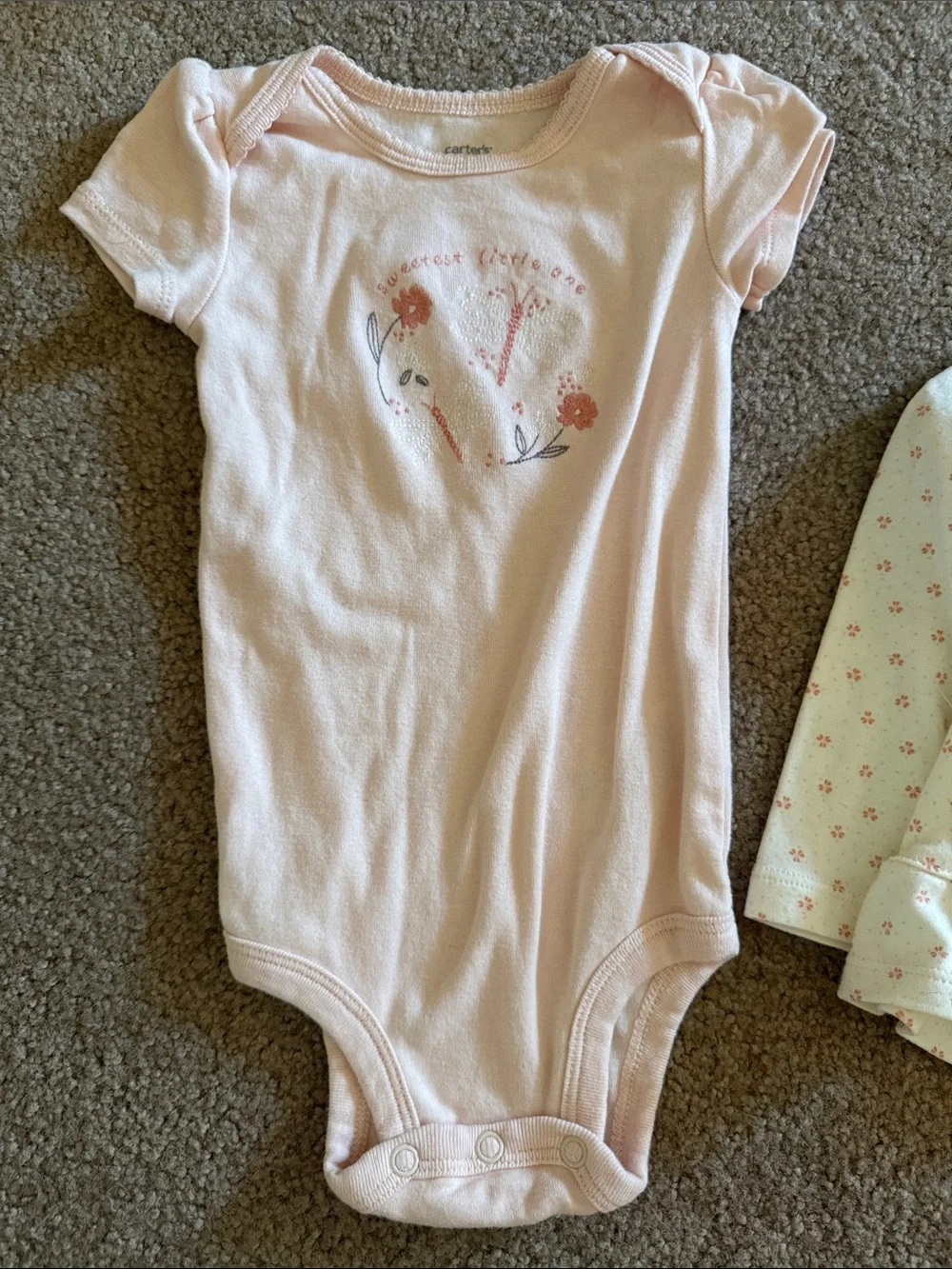 Carter's Cream Hooded Floral Button-Up Top with Pink Outfit Pieces